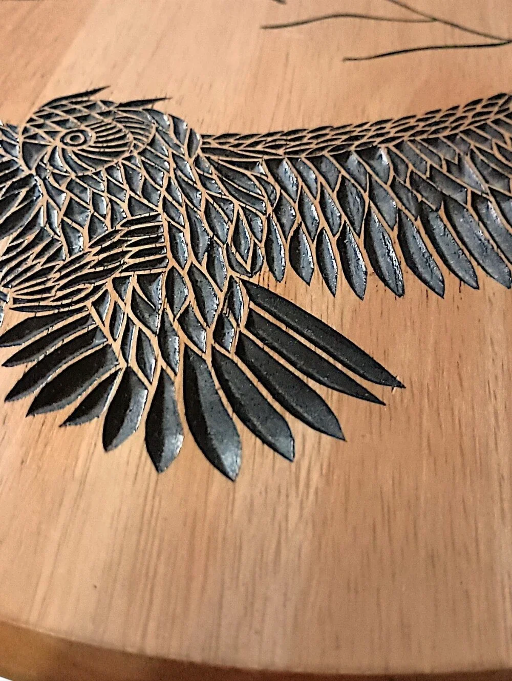 Hand Carved Owl Wooden Lazy Susan Turntable Serving Tray Rustic‎ Cabin Woodland